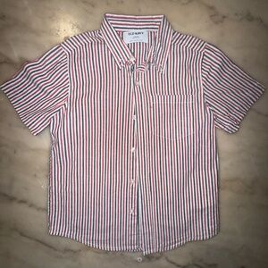 Old Navy boys button down shirt sleeve Striped Shirt - Red White Blue size 6/7
